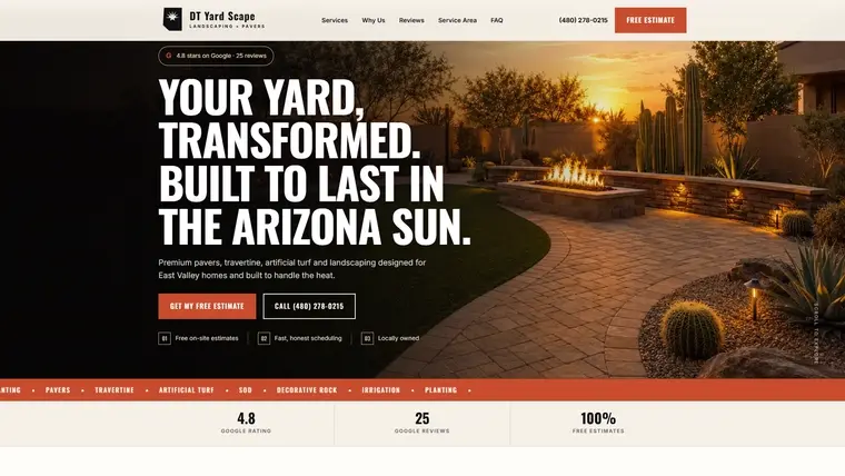 Home page of the DT Yard Scape build