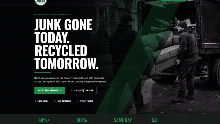 Home page of the Eco Friendly Junk Removal and Demolition build