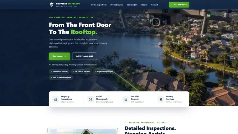 Home page of the Property Inspector build