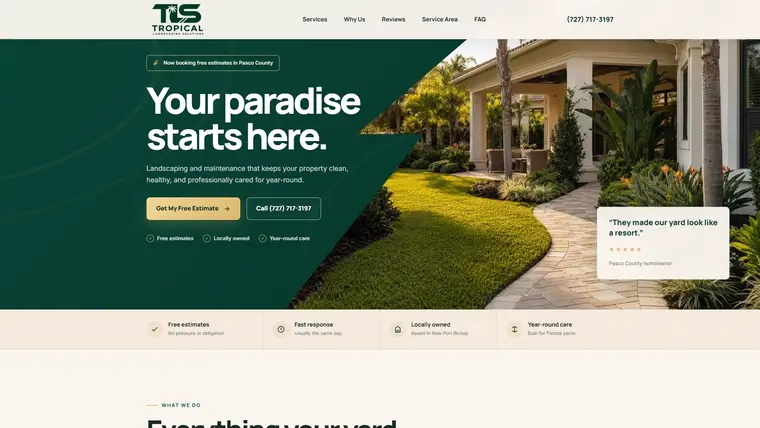 Home page of the Tropical Landscaping Solutions build